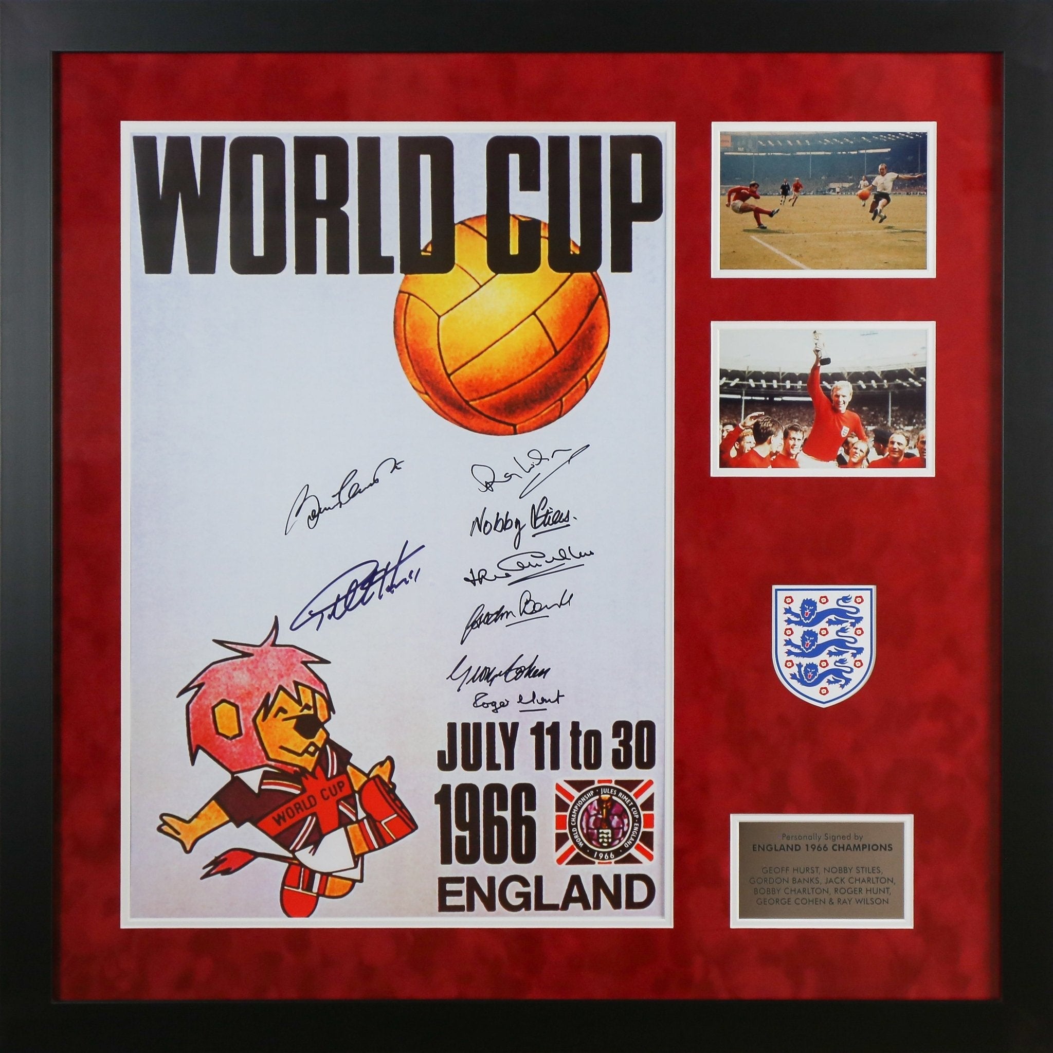 1966 8 Signed England Photograph Framed Display - Memorabilia Framers Shop